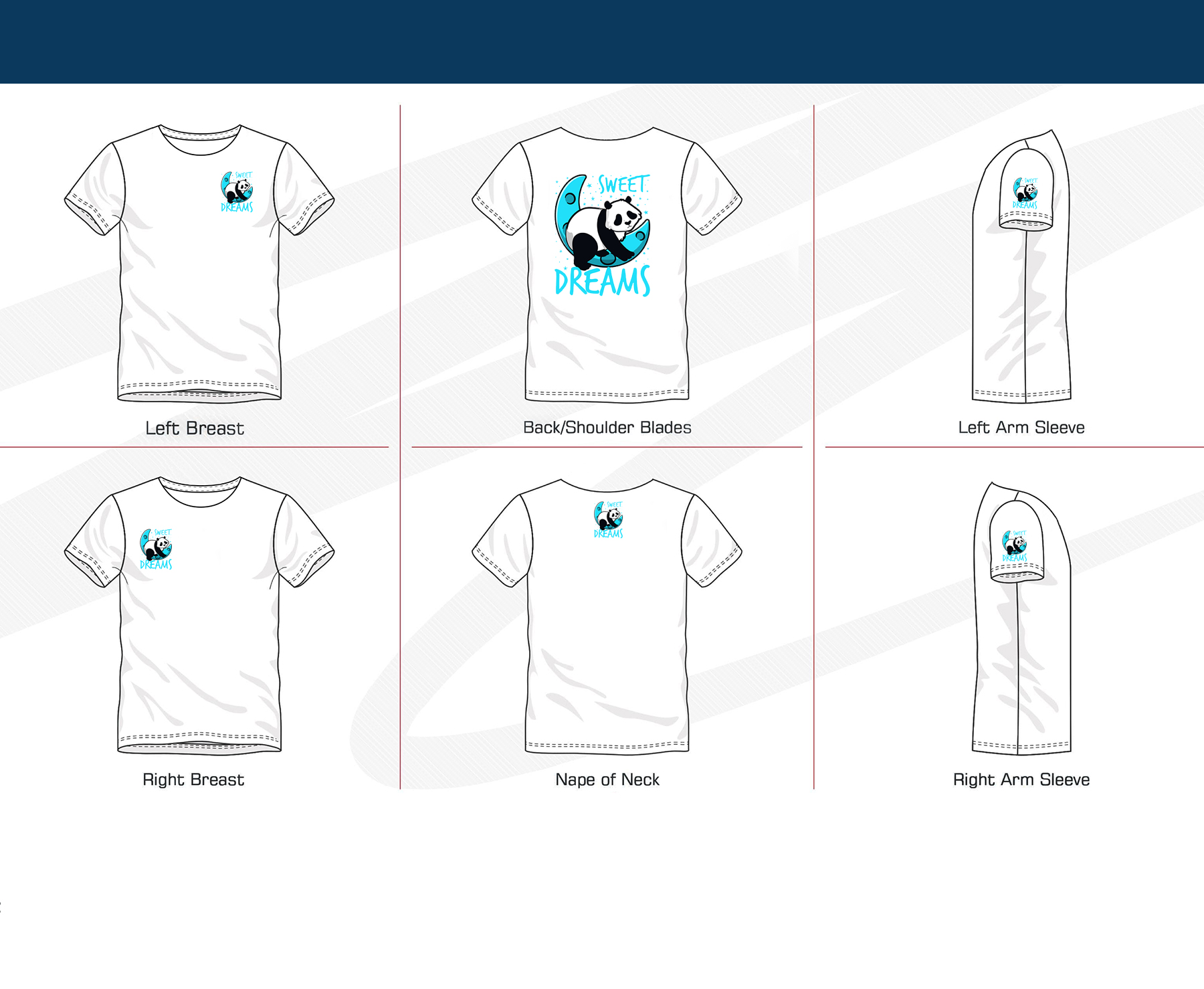 Kids round neck t shirts printing positions Dubai